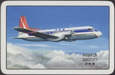 Playing Cards Single Card Old Vintage HAWKER SIDDELEY 748 Turboprop Plane Art  A