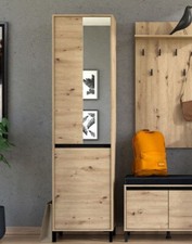 Arran Oak Effect Slim Narrow Shallow Depth Hallway Wardrobe for Small Spaces