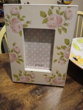 Vintage Photo Frame Shabby Chic Roses Cream Pink 25x19cm Retro Style Home Decor