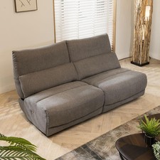 Quatropi Small 2 Seater Modern Recliner Sofa Couch Set Grey Fabric S2R
