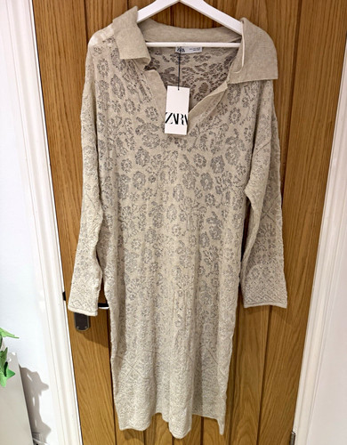 Zara beige floral knit jumper - beige,