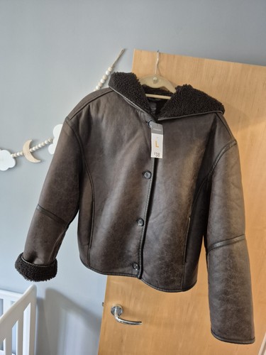 Primark faux leather borg - leather, &