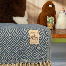 Alpaca Wool Blanket Blue