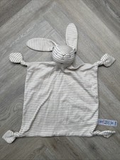 George Asda Brown Neutral Striped Bunny Rabbit Baby Comforter Blanket Soft Toy