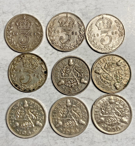 Silver threepence george - silver,