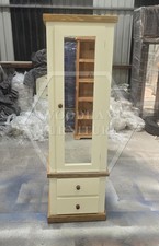 HANDMADE COUNTRY 1 DOOR 2 DRAWER MIRRORED SHELVED IN IVORY (NOT FLATPACKED)