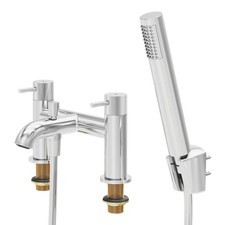 Swirl Shower Mixer Tap Chrome Brass Dual Control Round Deck Mounted Modern 185mm