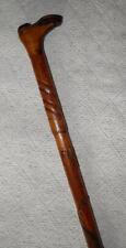 Antique Treen Walking Stick - Hand-Carved Boot Top Jaguar / Snake Carved Shaft