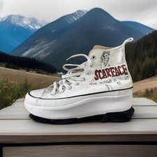 Personalised converse high tops unisex size 7 white with artist design godfather