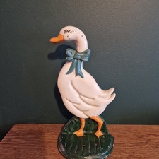 Vintage Cast Iron Duck Door Stop/ Book End Rustic Country Cottage