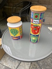 Vintage Dunoon Stoneware Legumes Spaghetti And Pasta Jars