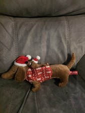 Mum And Baby Sausage Dog Dachshund Soft Toy Christmas Jumper Santa Hat Puppy