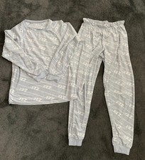 Used Primark Grey ZZZZ Love To Lounge Pyjama Top and Bottom Lounge Set - Size6/8