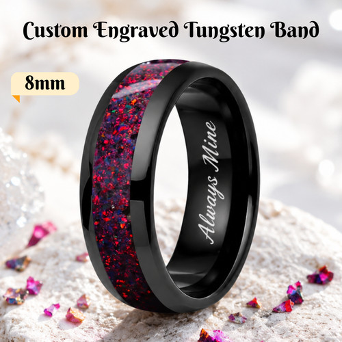 8mm tungsten ring black - tungsten,
