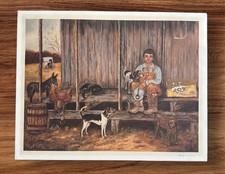 Vtg folk art - print, farmer