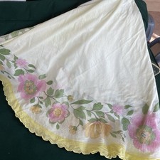 large oval tablecloth Bright Floral Yellow Cotton 72 In X 68 In Summer Spring