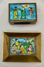 VINTAGE SET CLOISONNE BRASS OF