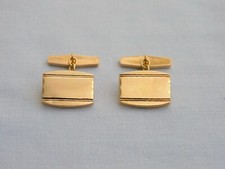 FRENCH 18CT YELLOW GOLD DIAMOND CUT MATT FINISH STADIUM CHAIN CUFFLINKS - 5.7g