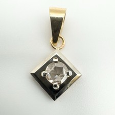 Antique Platinum & 9ct Gold Rose Cut Diamond Solitaire Pendant 