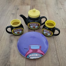 Marmite Tea Pot and Two Mugs