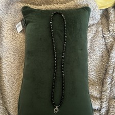 Thomas Sabo Flapper Style Black Obsidian Bead Necklace & Silver Pendant Carrier