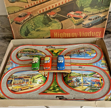 ZC267:  Technofix Highway-Viaduct wind Up Tin TOY MARKE West Germany 50's Works