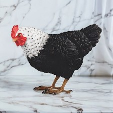 8"W Black and White Hen