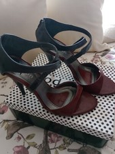 Womens grey/burgundy strappy shoes size 5