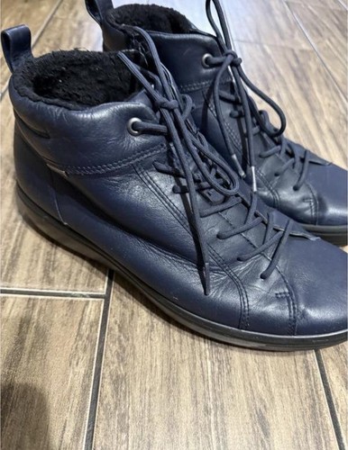 Mens ecco boots navy leather - boots,