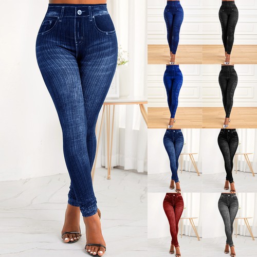 Womens denim look leggings - denim,