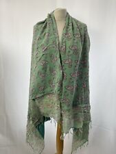 Green Flamingo Print Terry Towel Beach Wrap Shawl One Size