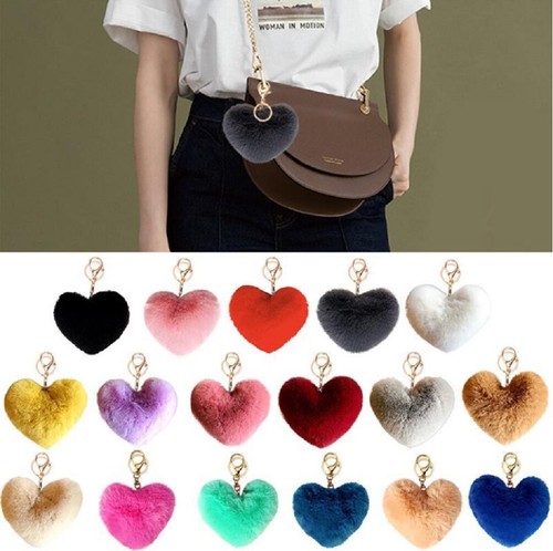Fluffy soft heart keyring - heart,