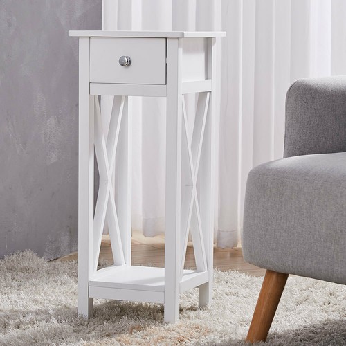White telephone lamp table - white,