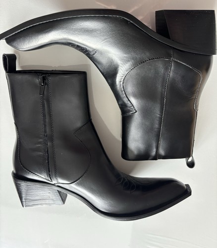 Zara black leather - zara, cowboy