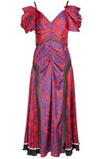 SELF-PORTRAIT RED SATIN MIDI DRESS UK 10