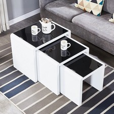 Nest of 3 Tables Grey Tempered