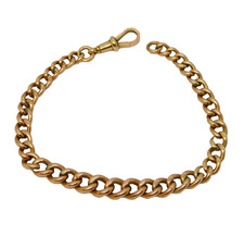 Victorian 9ct Rose Gold Graduated Albert Curb Link Bracelet Antique c1880