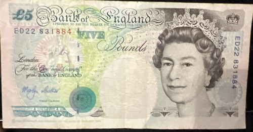 Old five pound note - pound,