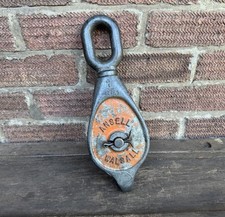 Vintage 6” Ansell 3 Rope Swivel Metal Pulley Wheel Block Lifting Rigging Tool