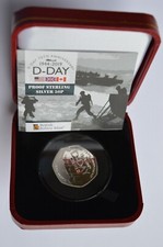 50p 2019 Gibraltar D Day  silver proof Coin COA