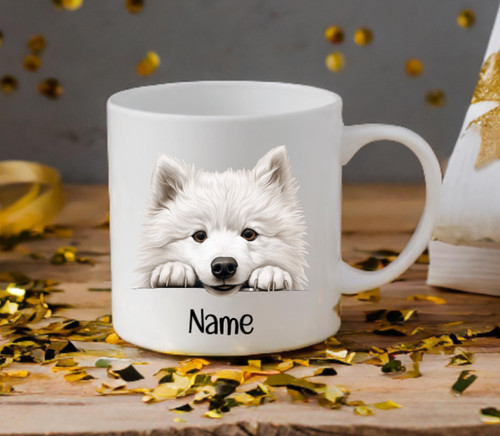 Samoyed dog peeping puppy - samoyed,