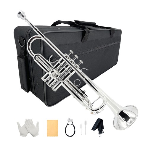 Silvery brass trumpet with - brass,