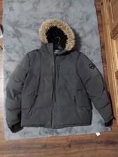 Brave Soul Mens Trailbla Parka Coat Jacket With Faux Fur Hood 3XL