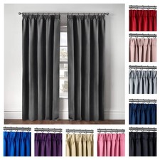 Thermal Thick Blackout Curtains 2 Panel Ready Made Eyelet Ring Top Curtains Cali