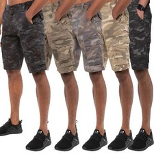 Kruze Mens Cargo Shorts Army Combat Camouflage Cotton Work Casual Half Pants