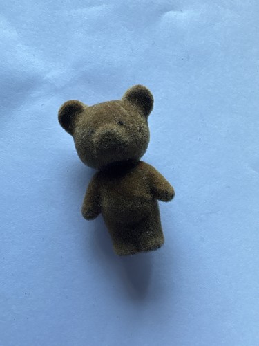 Vintage flocked teddy bear - flocked,