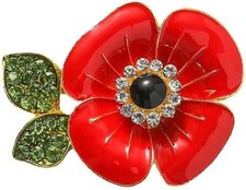 Royal British Legion Enamel Poppy Lapel Badge flower green leaf peace--- 2025