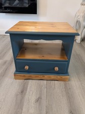 Solid Pine Sidetable/TV Stand Sprayed In Deep Water Blue Matt Paint