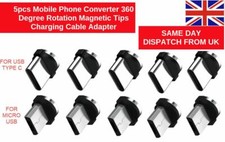 5pcs Mobile Phone Converter 360 Degree Rotation Magnetic Tips Charging Cable UK