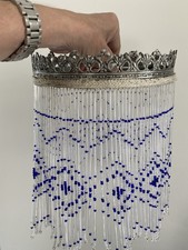 Vintage Beaded Lamp Shade Blue